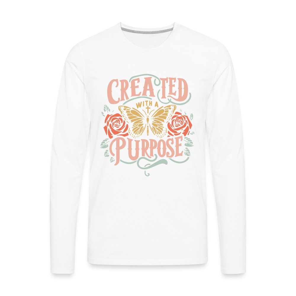 Created with a Purpose Men's Premium Long Sleeve T-Shirt - white