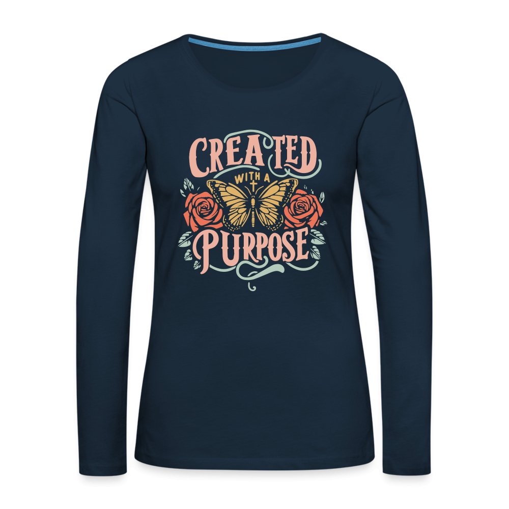 Created with a Purpose Women's Premium Long Sleeve T-Shirt - deep navy