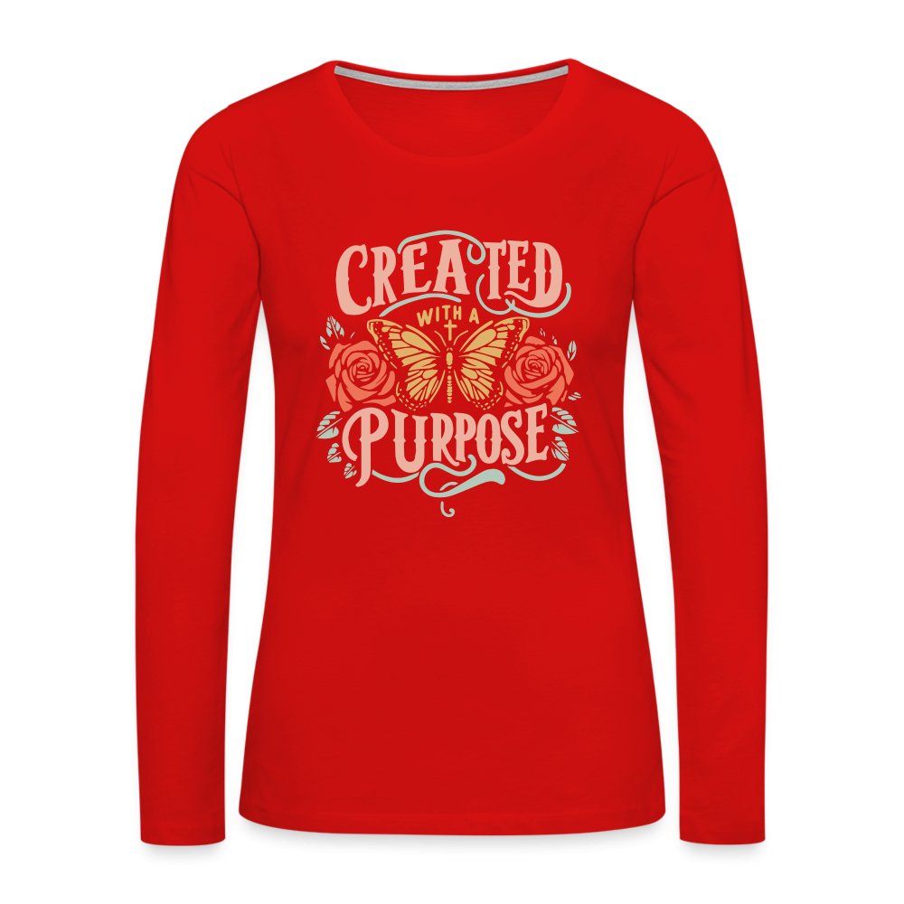 Created with a Purpose Women's Premium Long Sleeve T-Shirt - red