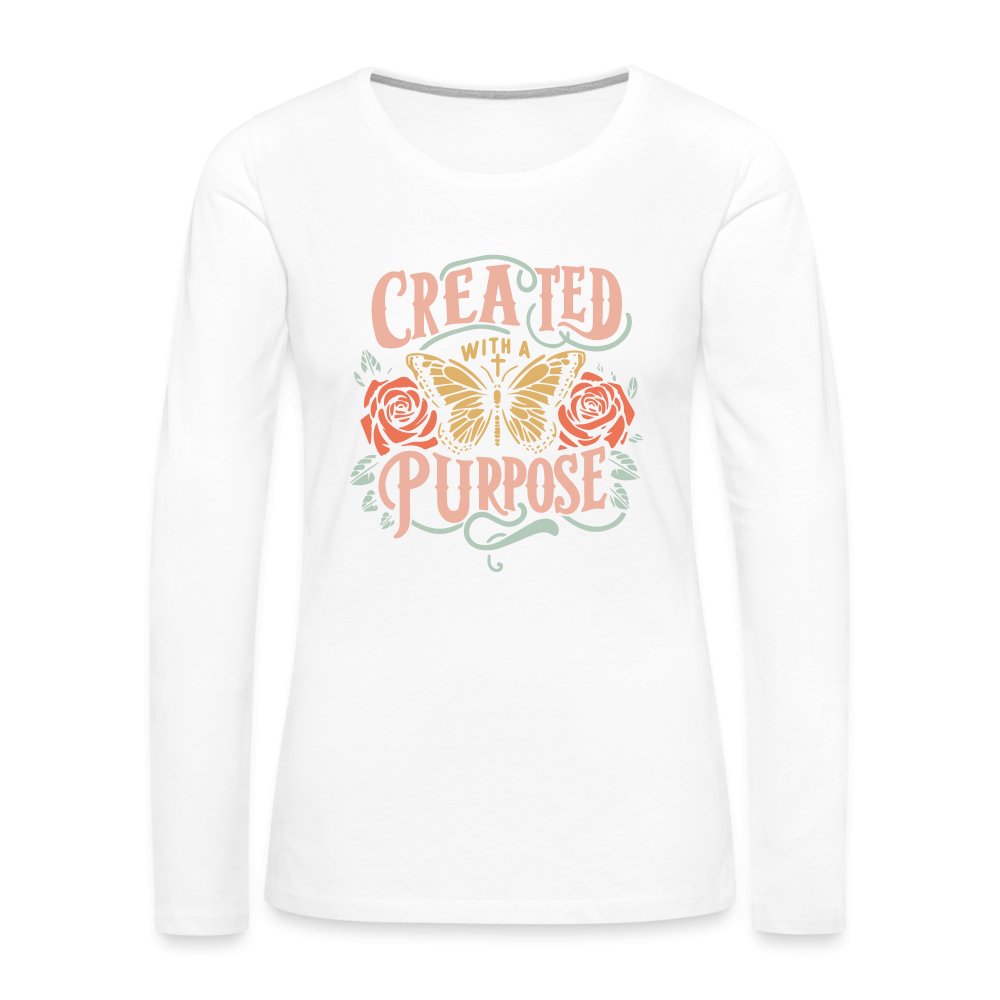 Created with a Purpose Women's Premium Long Sleeve T-Shirt - white