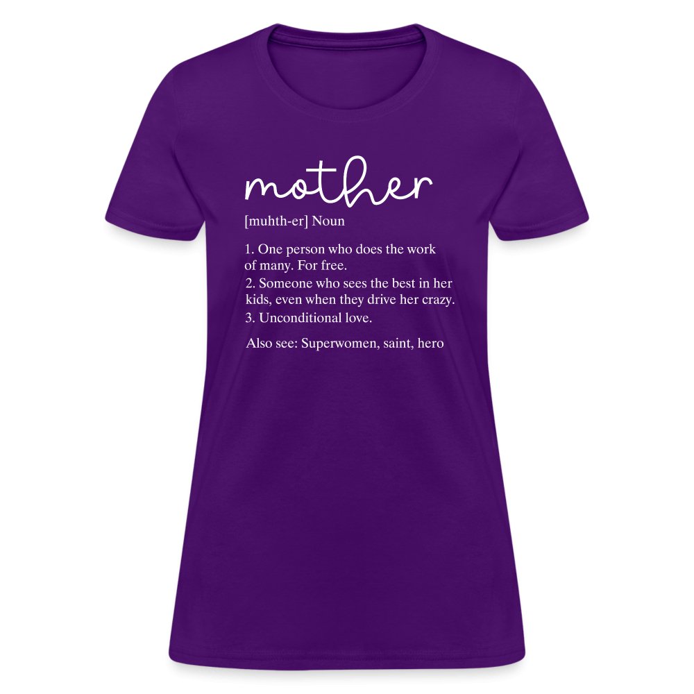 Definition of Mother Contoured T-Shirt (White Letters) - purple