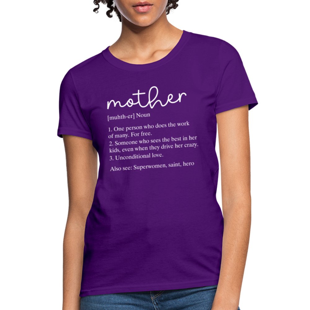 Definition of Mother Contoured T-Shirt (White Letters) - purple