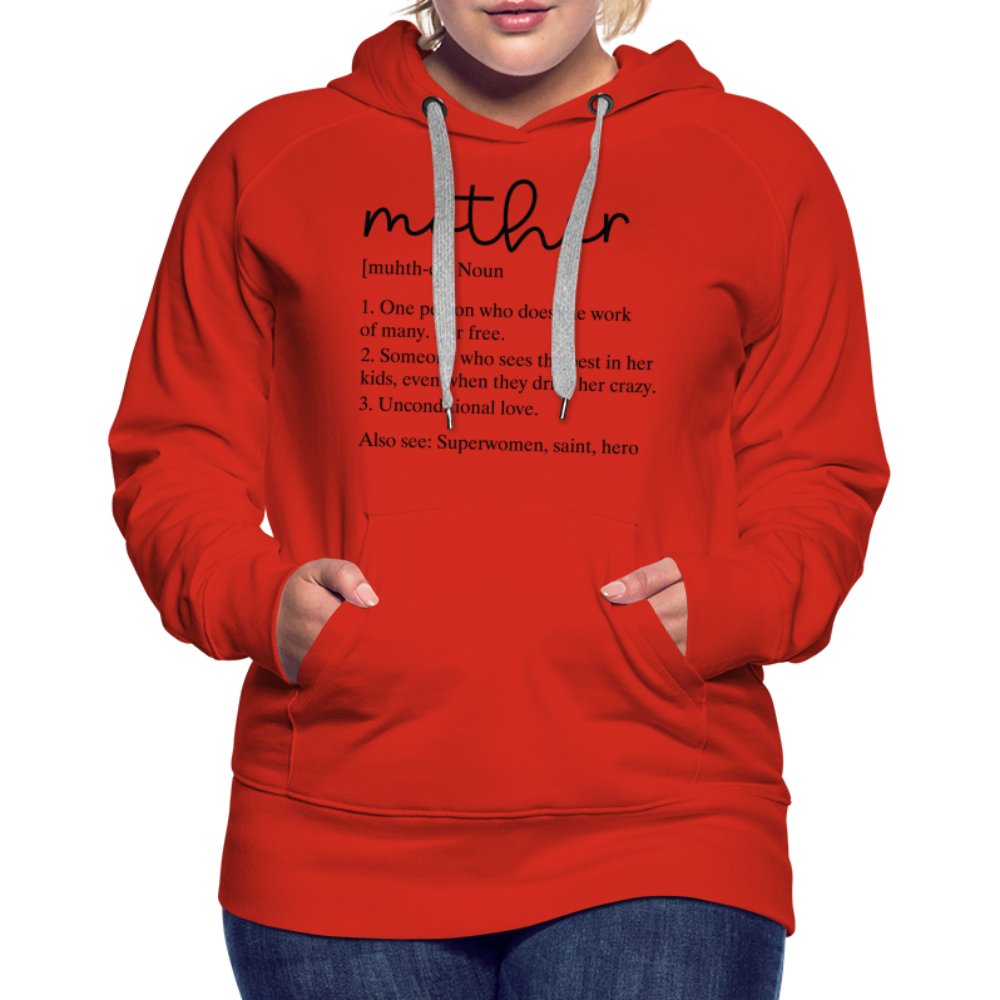 Definition of Mother Premium Hoodie (Black Letters) - red