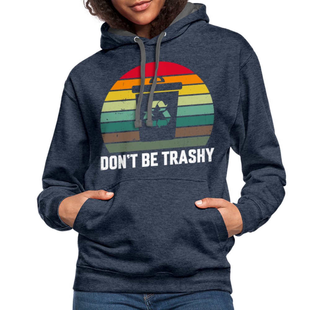 Don't Be Trashy Hoodie (Recycle) - indigo heather/asphalt