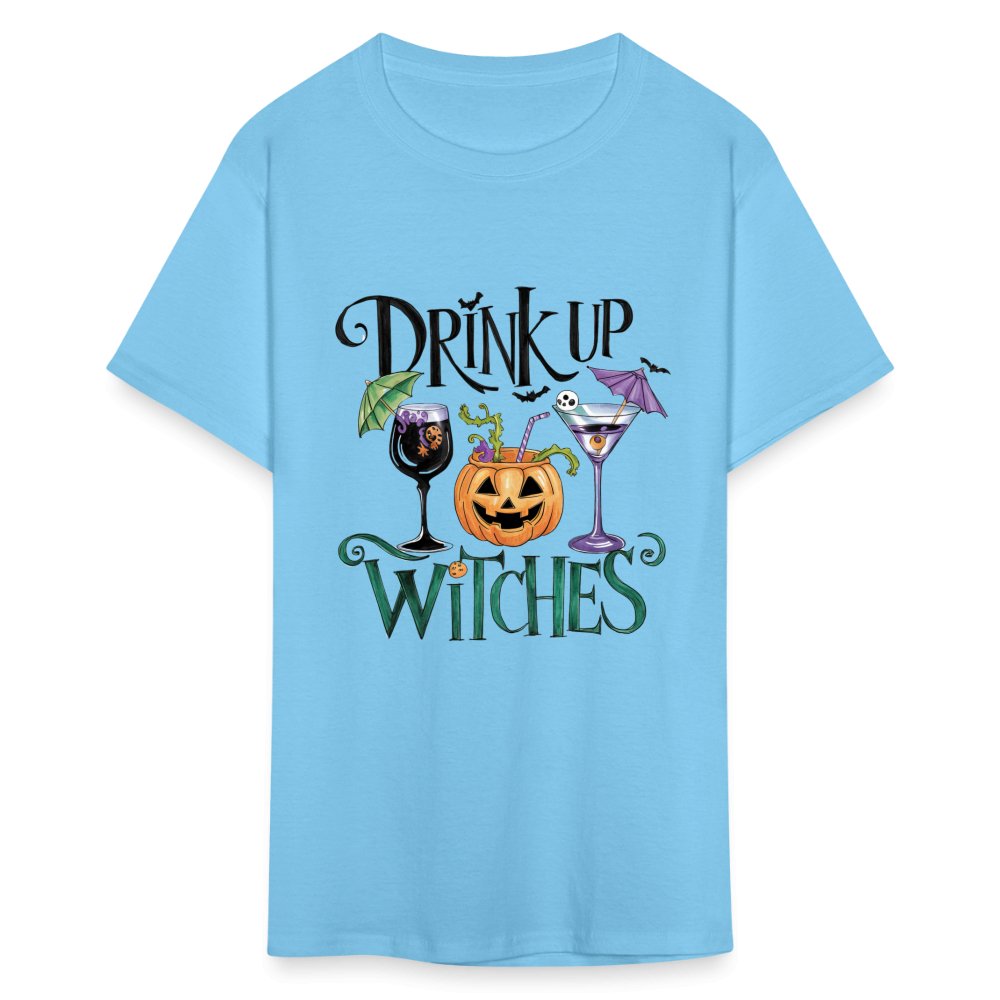 Drink Up Witches T-Shirt (Halloween Witch) - aquatic blue