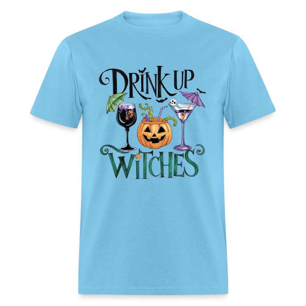 Drink Up Witches T-Shirt (Halloween Witch) - aquatic blue