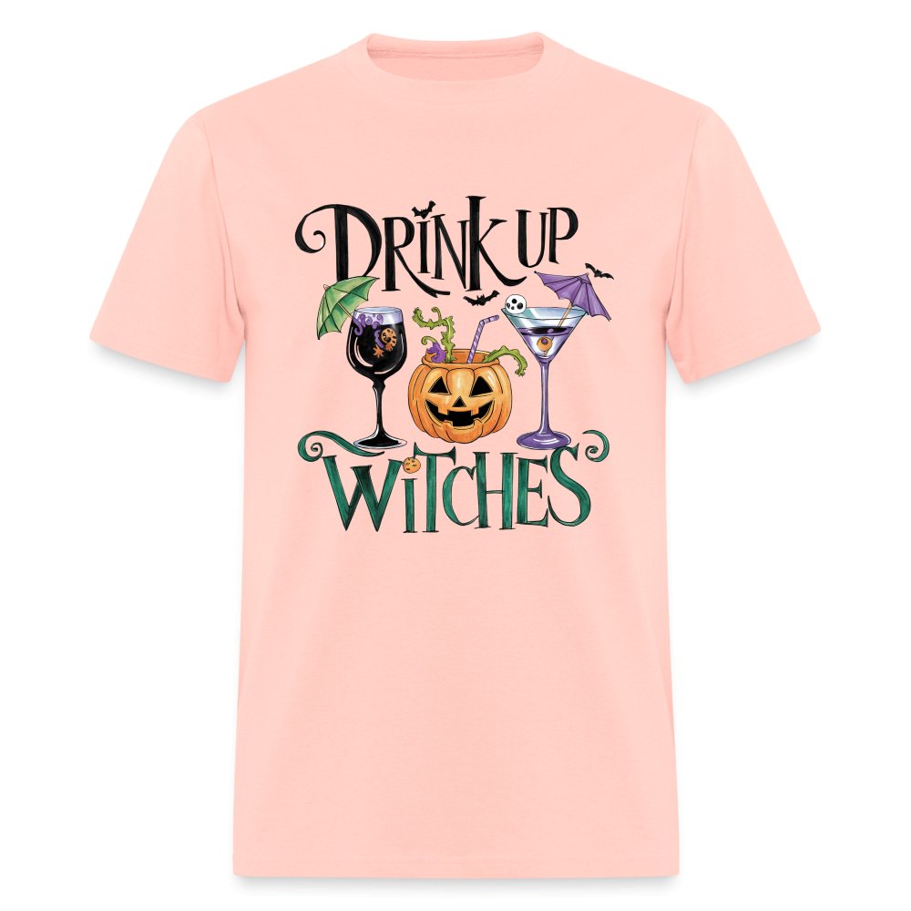 Drink Up Witches T-Shirt (Halloween Witch) - blush pink