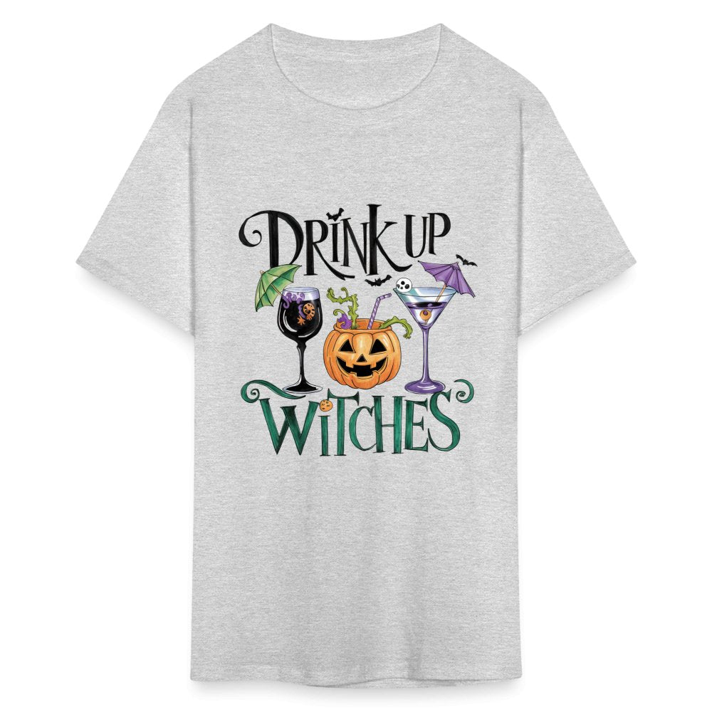 Drink Up Witches T-Shirt (Halloween Witch) - heather gray