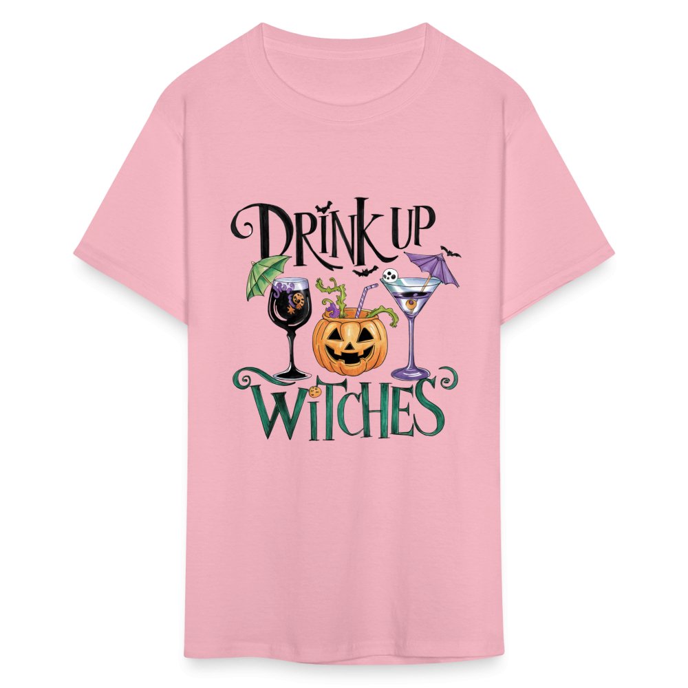 Drink Up Witches T-Shirt (Halloween Witch) - pink