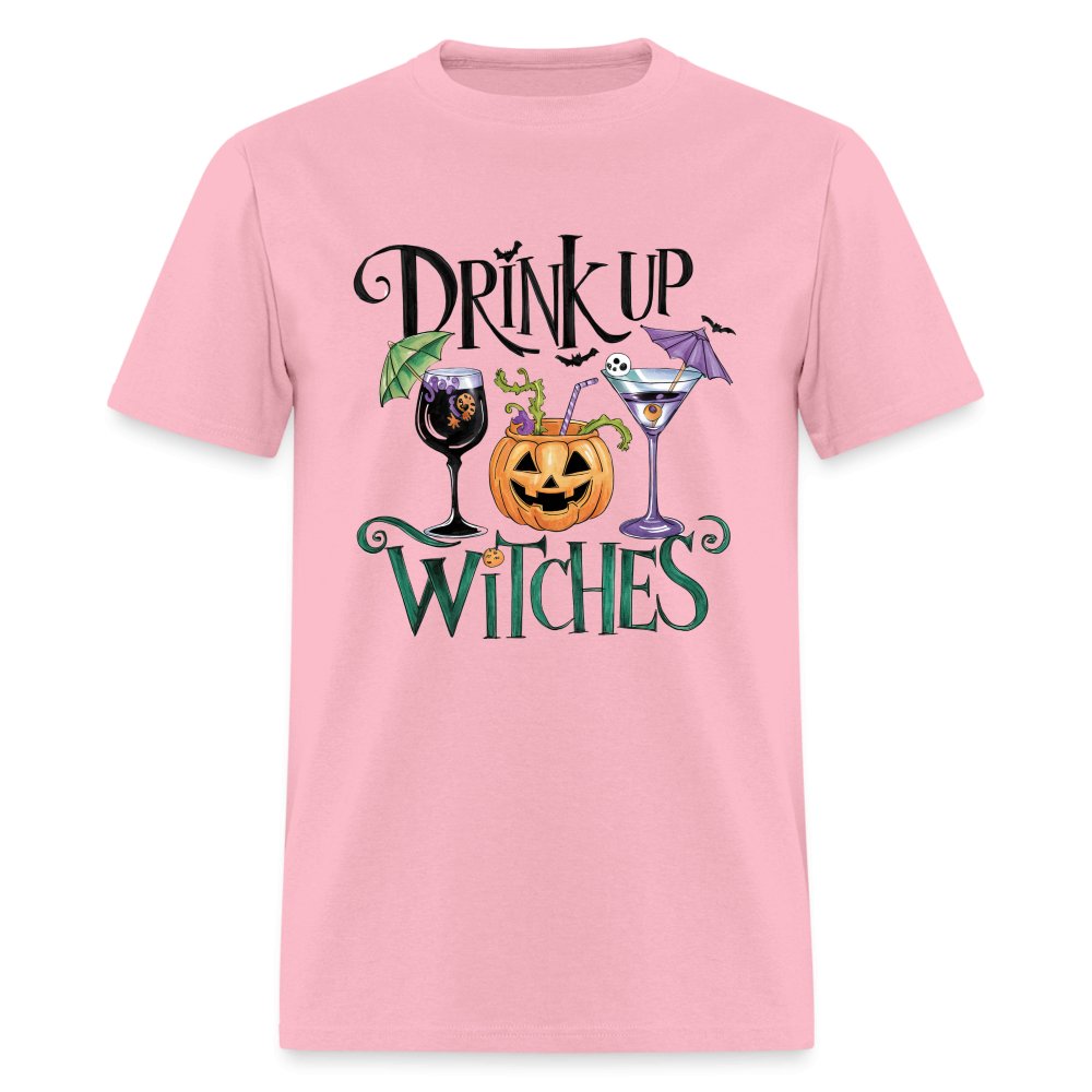 Drink Up Witches T-Shirt (Halloween Witch) - pink