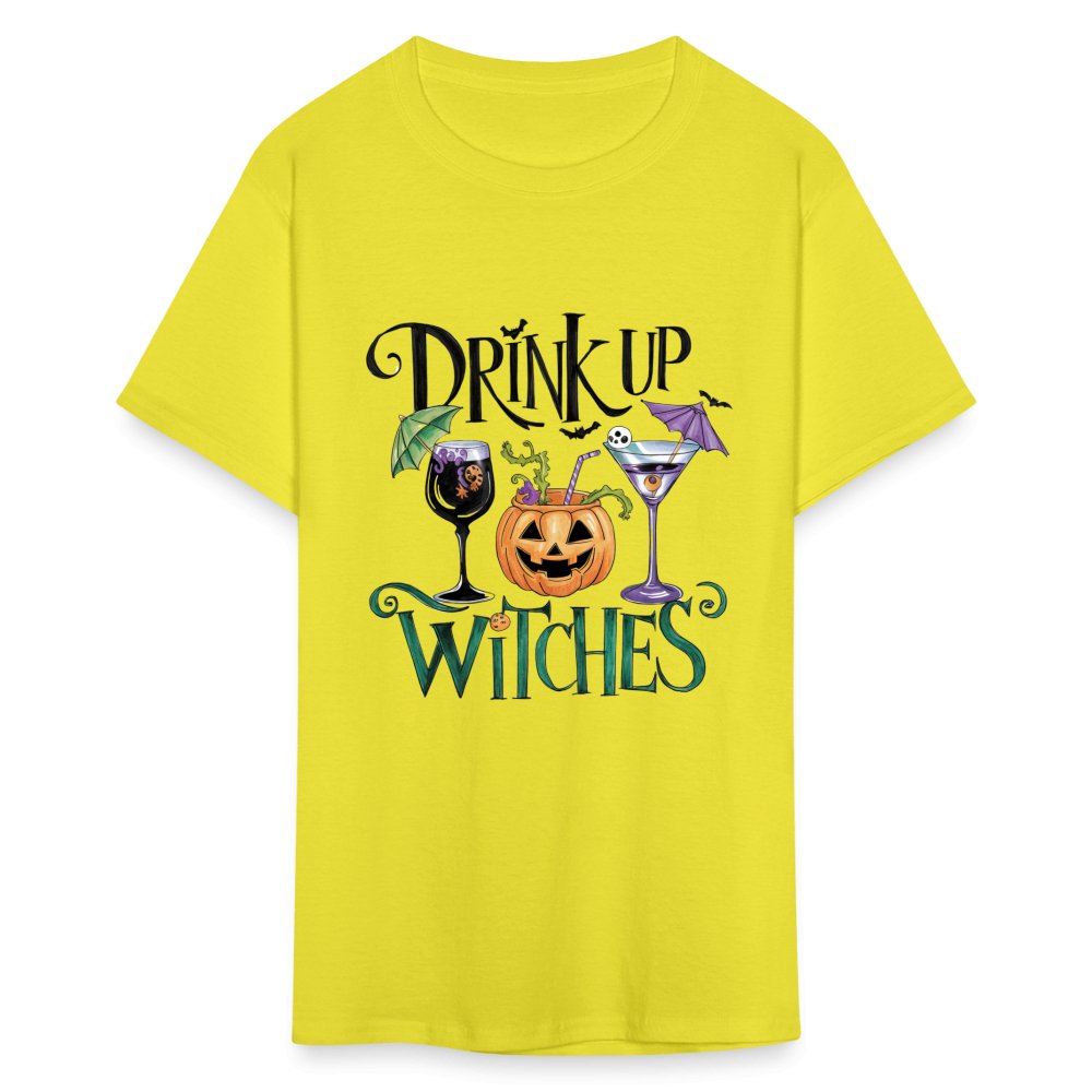 Drink Up Witches T-Shirt (Halloween Witch) - yellow