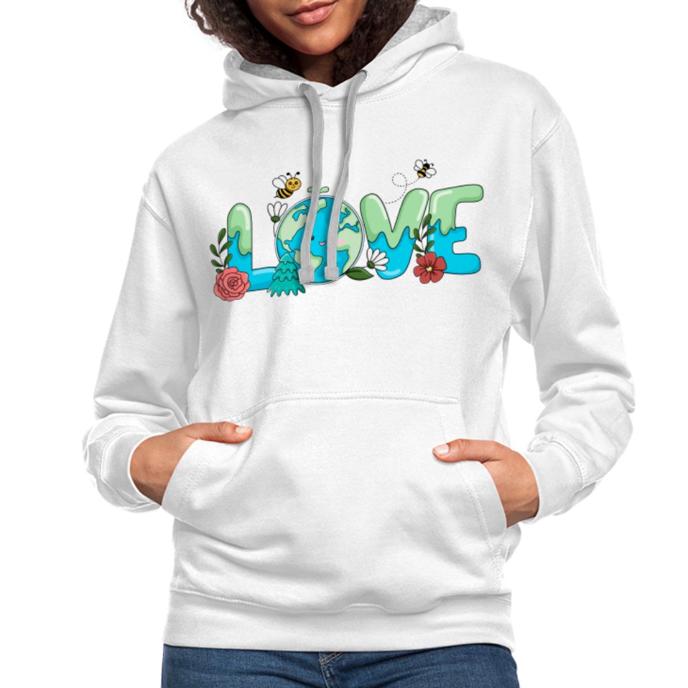 Earth LOVE Hoodie - option1# - Unisex Contrast Hoodie | Fruit of the Loom SF76R