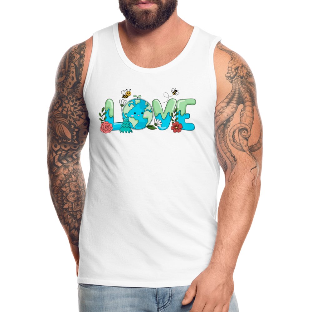 Earth LOVE Men’s Premium Tank Top - white