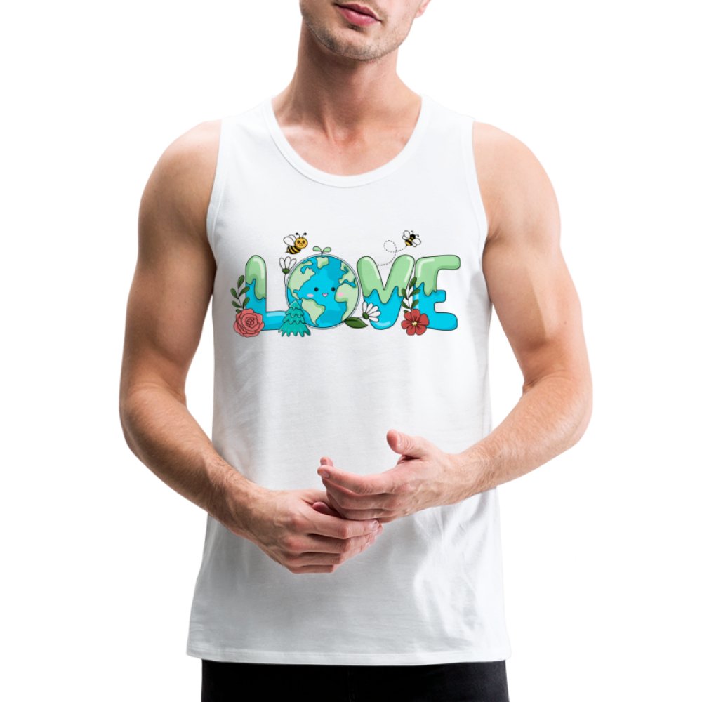 Earth LOVE Men’s Premium Tank Top - white