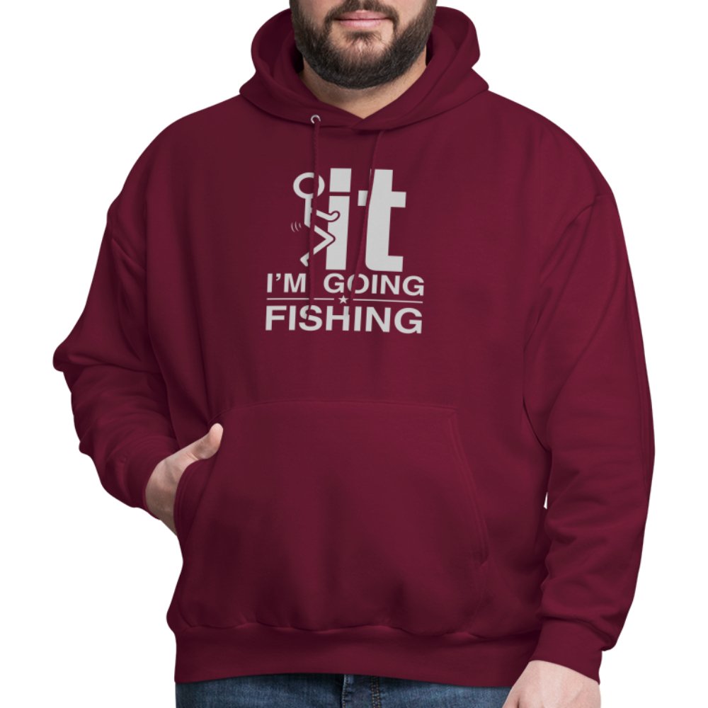 F It I'm Going Fishing Hoodie - burgundy