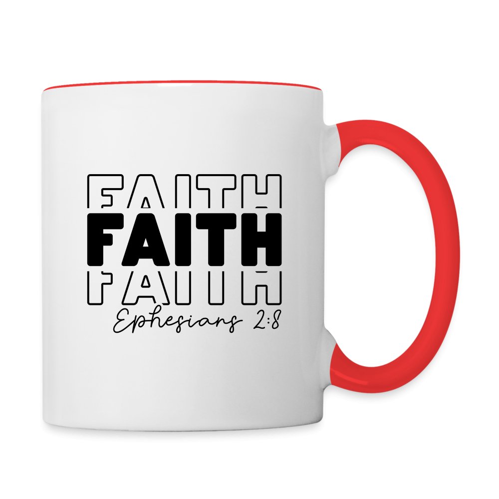 Faith Ephesians 2:8 Coffee Mug - white/red