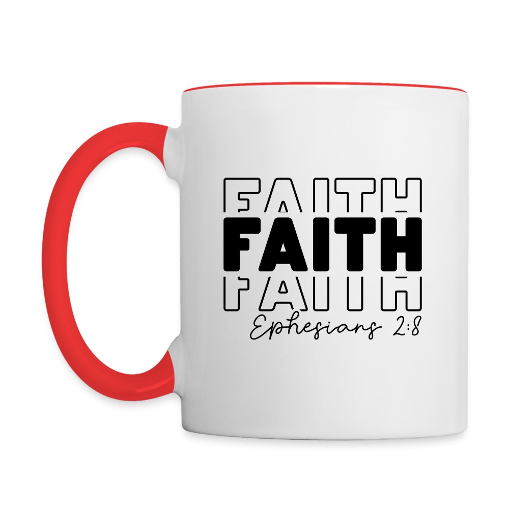 Faith Ephesians 2:8 Coffee Mug - white/red