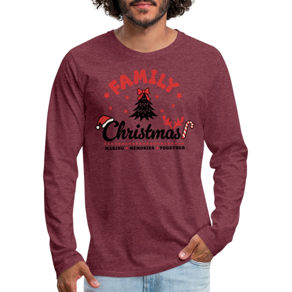 Family Christmas Making Memories Together Men's Premium Long Sleeve T-Shirt - heather burgundy