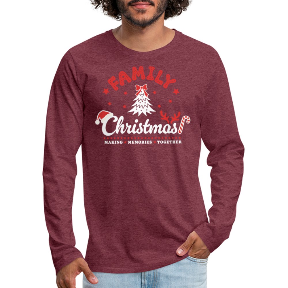 Family Christmas Making Memories Together Men's Premium Long Sleeve T-Shirt - heather burgundy