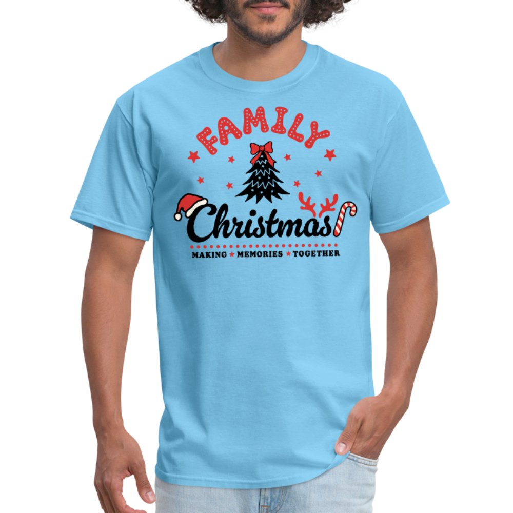 Family Christmas Making Memories Together T-Shirt - aquatic blue