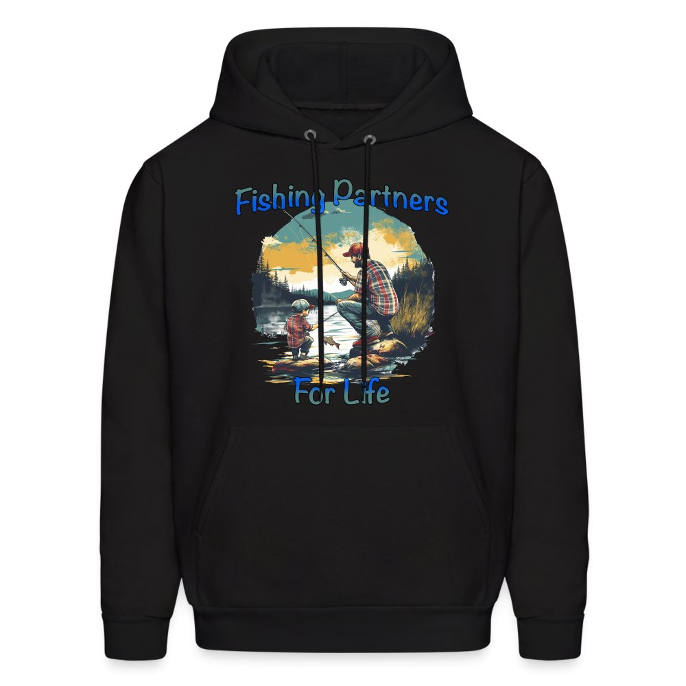 Father and Son Fishing Partners for Life Hoodie - black