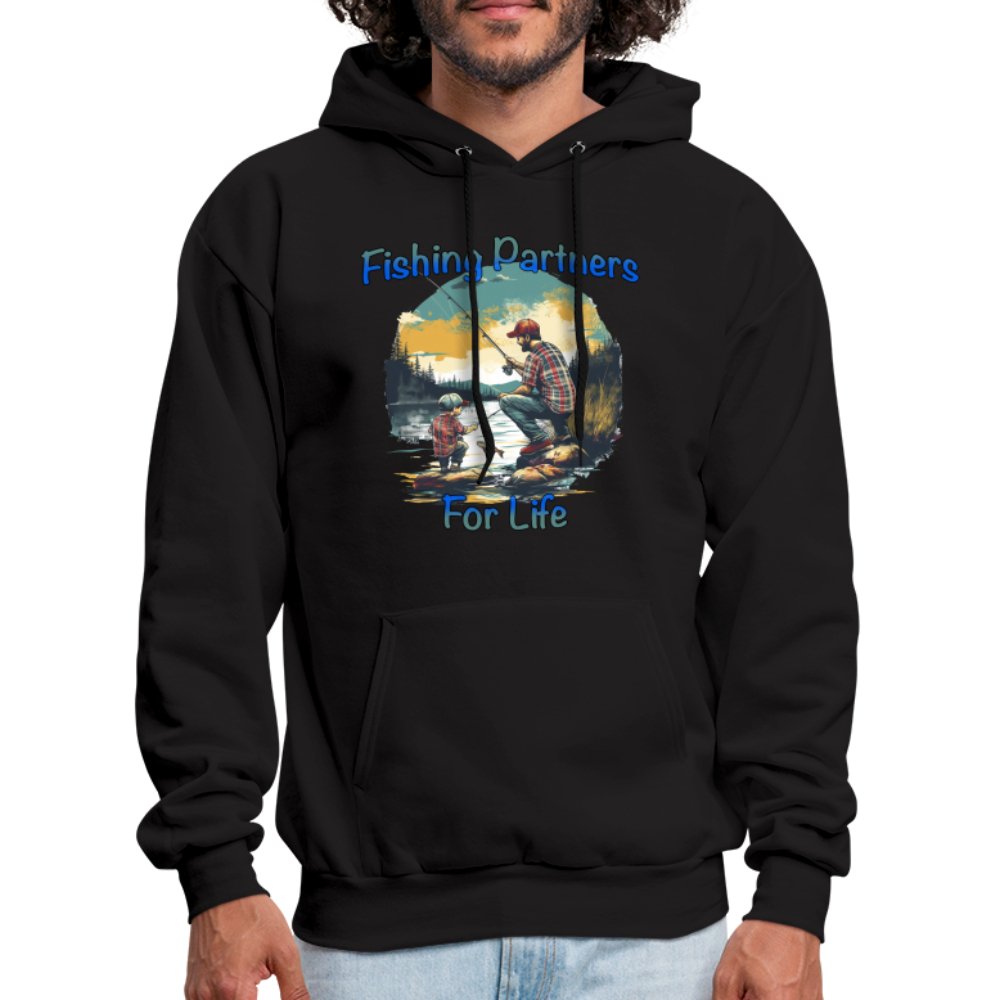 Father and Son Fishing Partners for Life Hoodie - black