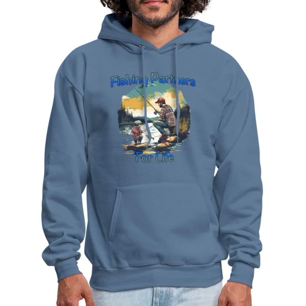 Father and Son Fishing Partners for Life Hoodie - carolina blue