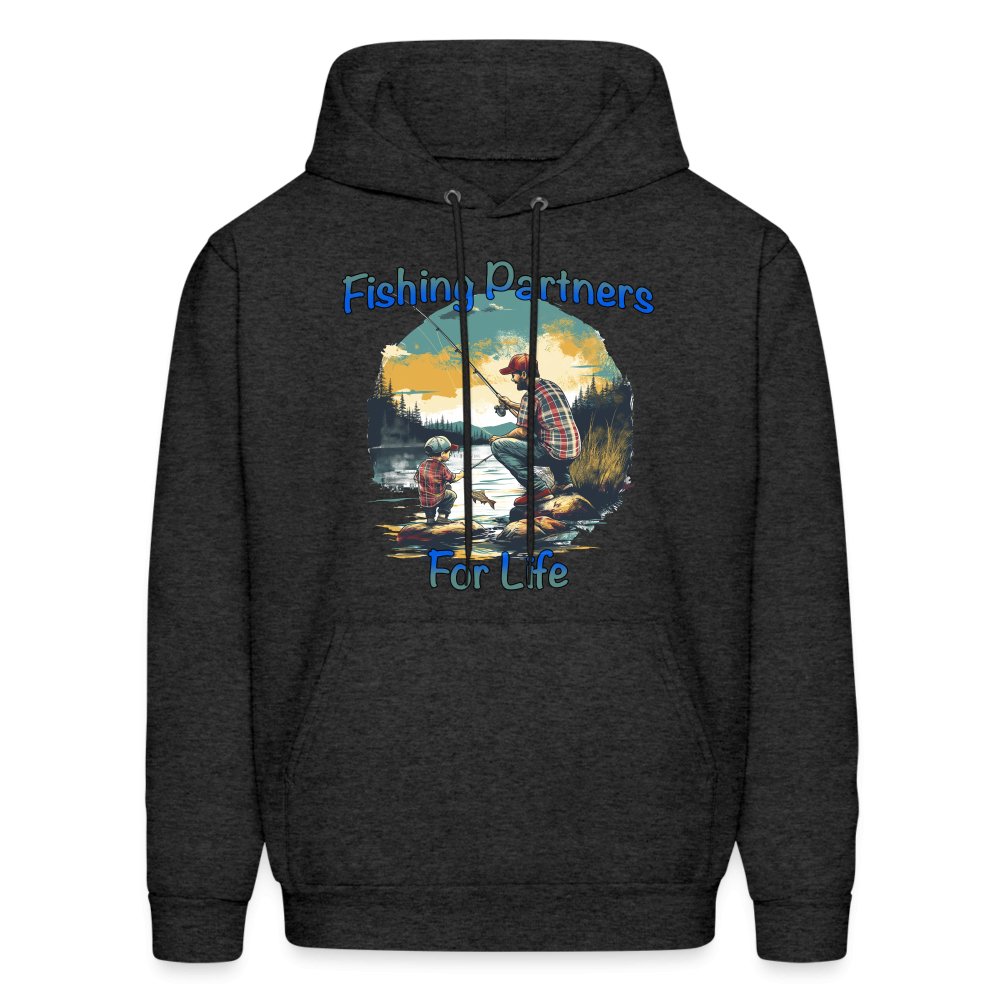 Father and Son Fishing Partners for Life Hoodie - charcoal grey