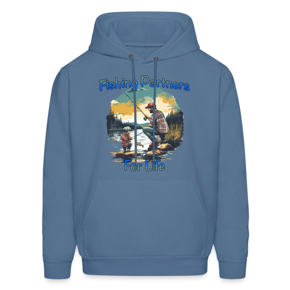 Father and Son Fishing Partners for Life Hoodie - denim blue