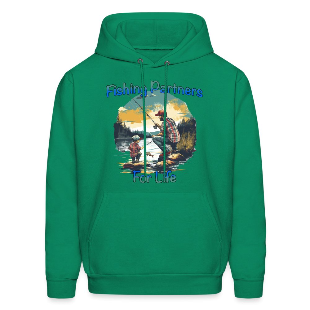 Father and Son Fishing Partners for Life Hoodie - kelly green