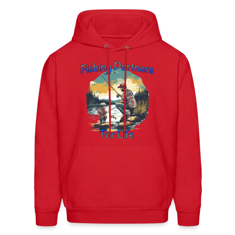 Father and Son Fishing Partners for Life Hoodie - red