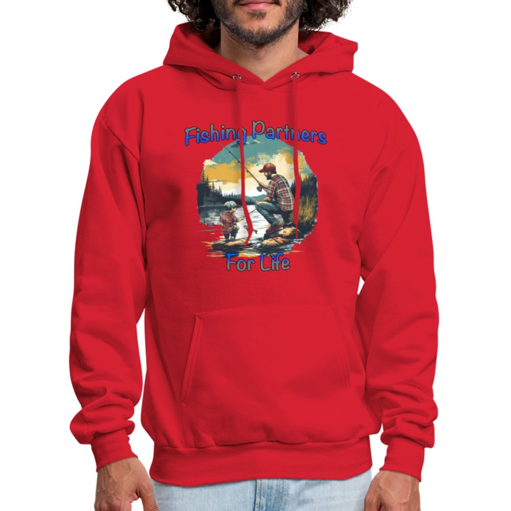 Father and Son Fishing Partners for Life Hoodie - red