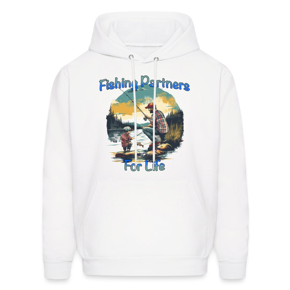 Father and Son Fishing Partners for Life Hoodie - white