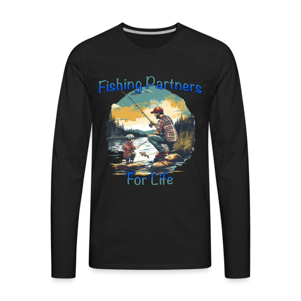 Father and Son Fishing Partners for Life Men's Premium Long Sleeve T-Shirt - black