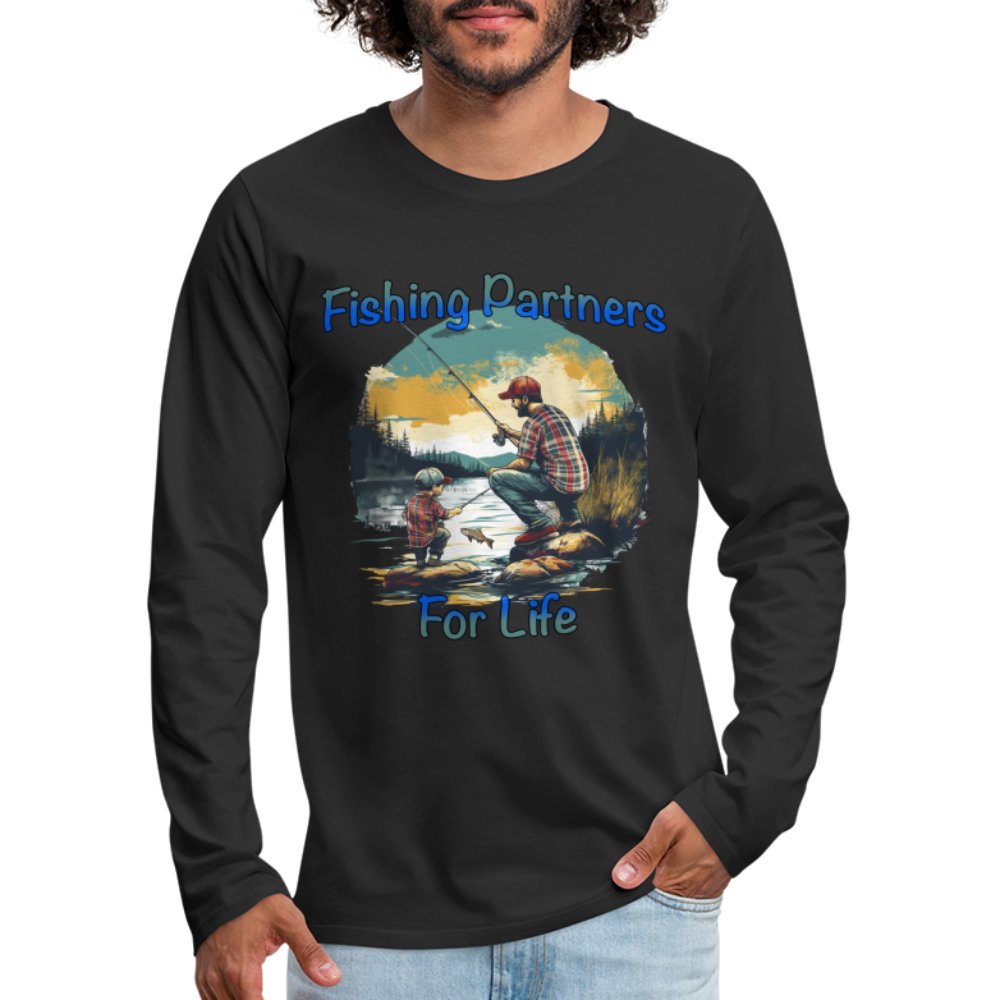 Father and Son Fishing Partners for Life Men's Premium Long Sleeve T-Shirt - black