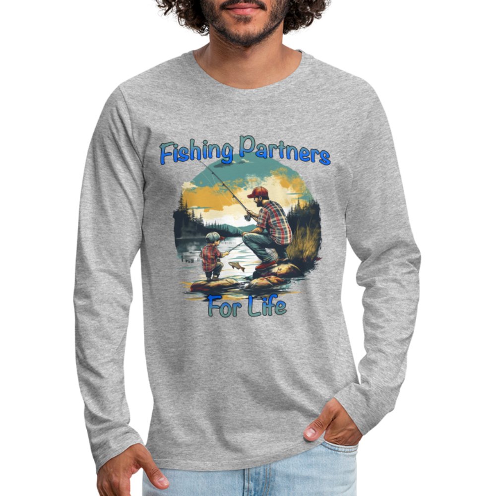 Father and Son Fishing Partners for Life Men's Premium Long Sleeve T-Shirt - deep navy