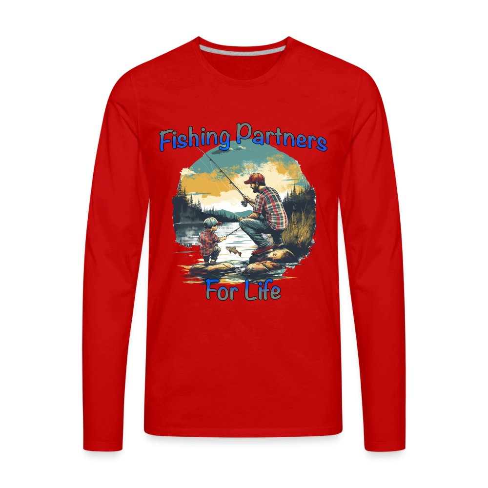 Father and Son Fishing Partners for Life Men's Premium Long Sleeve T-Shirt - red