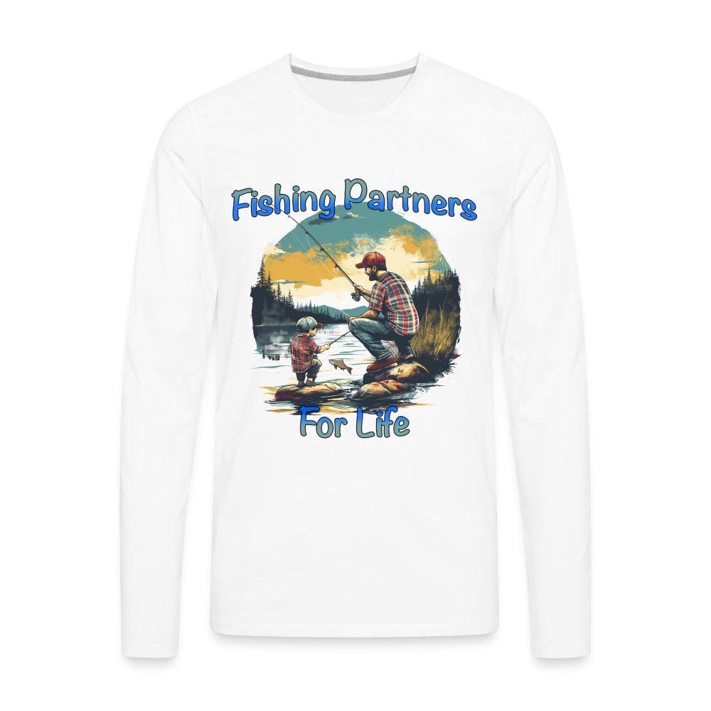 Father and Son Fishing Partners for Life Men's Premium Long Sleeve T-Shirt - white