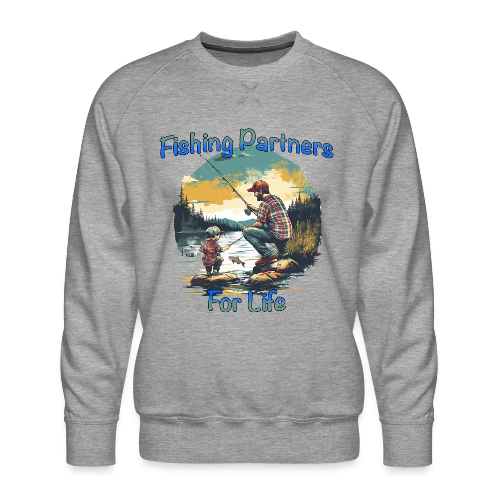 Father and Son Fishing Partners for Life Men's Premium Sweatshirt - heather grey