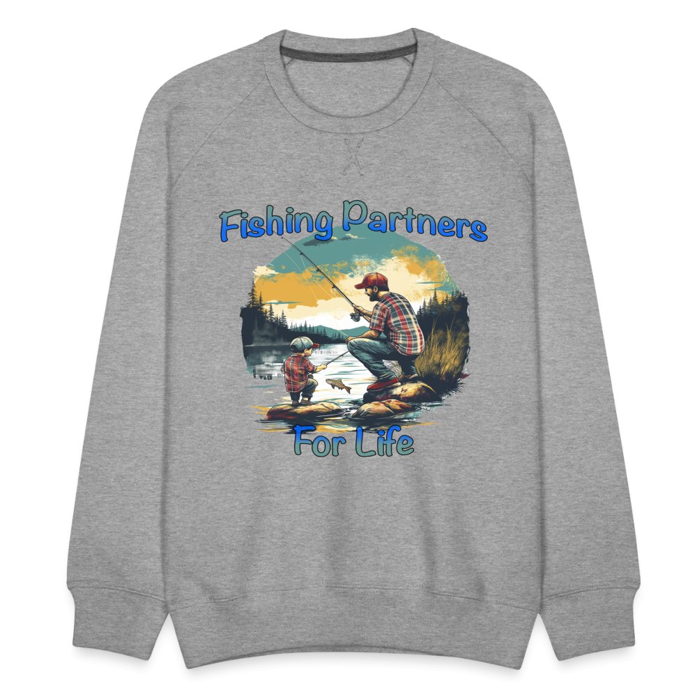 Father and Son Fishing Partners for Life Men's Premium Sweatshirt - heather grey