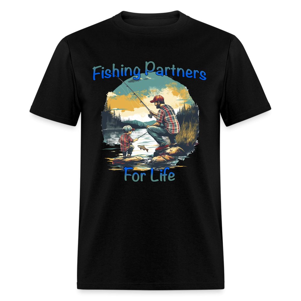 Father and Son Fishing Partners for Life T-Shirt - black