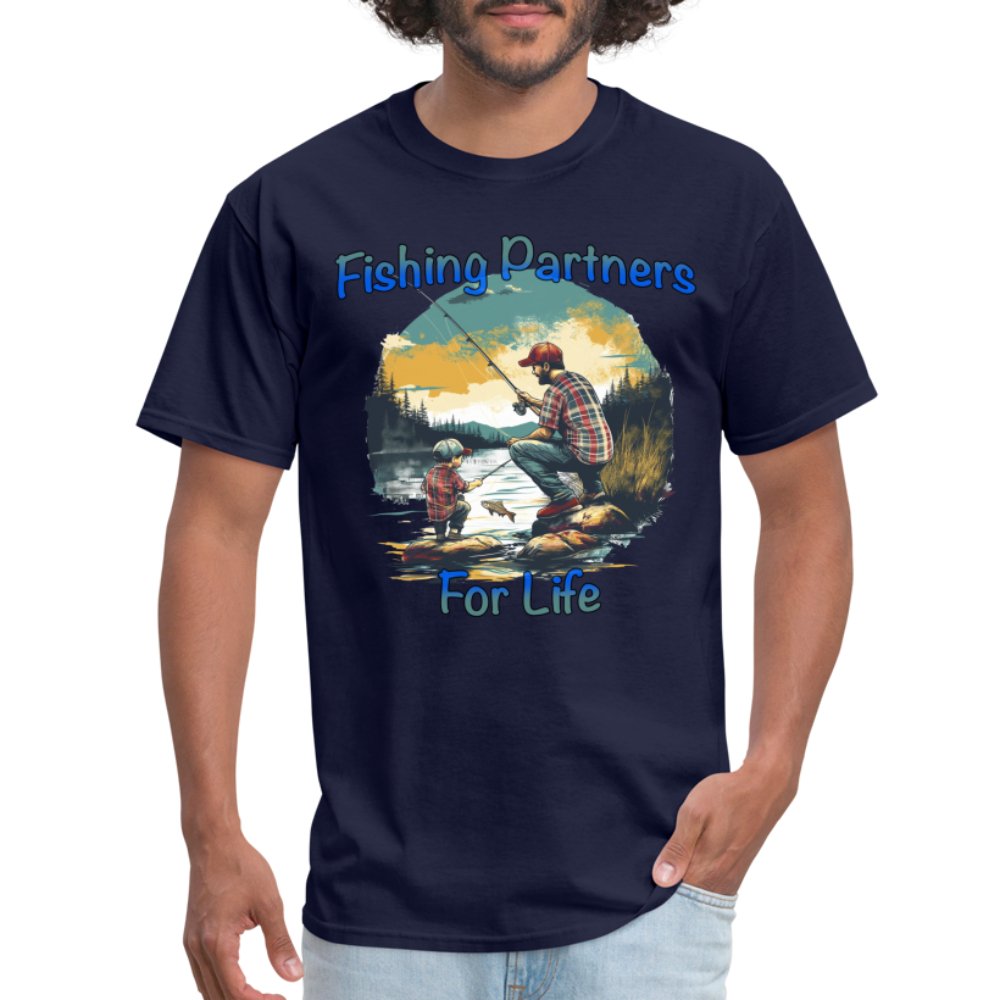 Father and Son Fishing Partners for Life T-Shirt - black