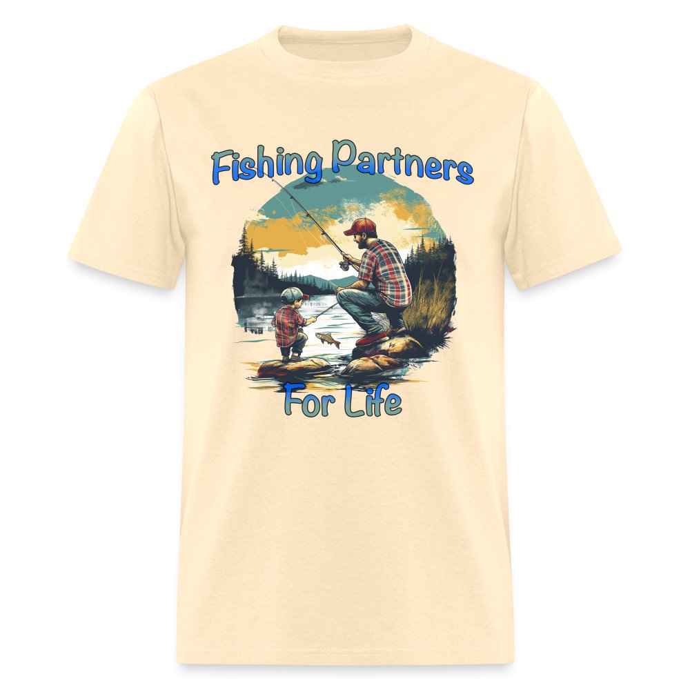 Father and Son Fishing Partners for Life T-Shirt - natural