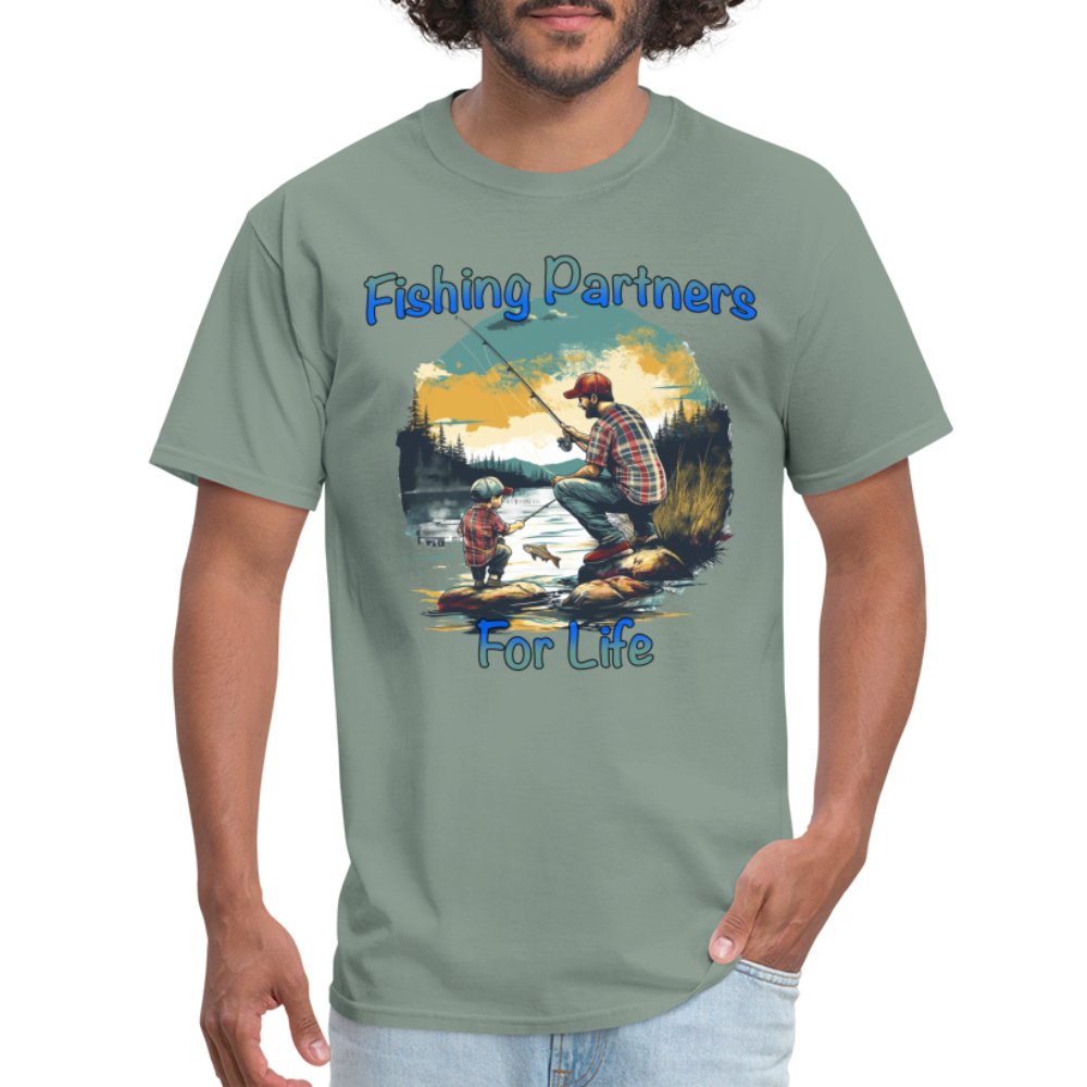 Father and Son Fishing Partners for Life T-Shirt - natural