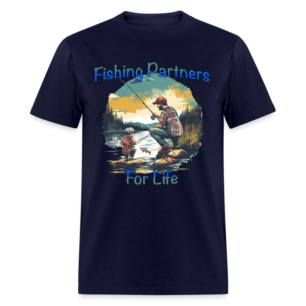 Father and Son Fishing Partners for Life T-Shirt - navy