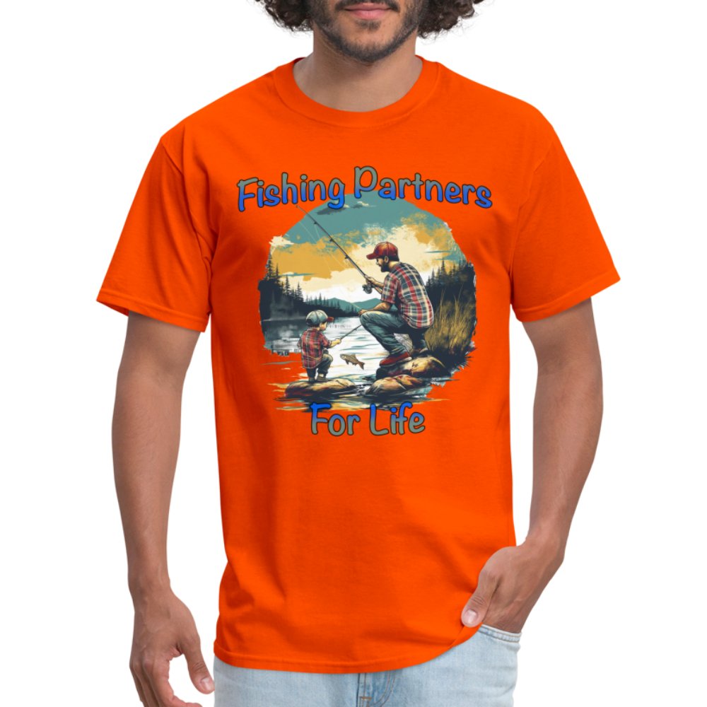 Father and Son Fishing Partners for Life T-Shirt - orange