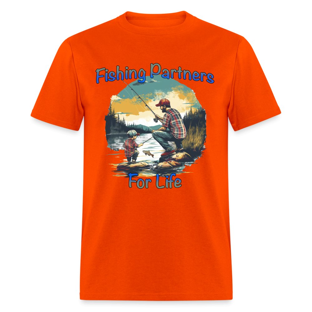 Father and Son Fishing Partners for Life T-Shirt - orange