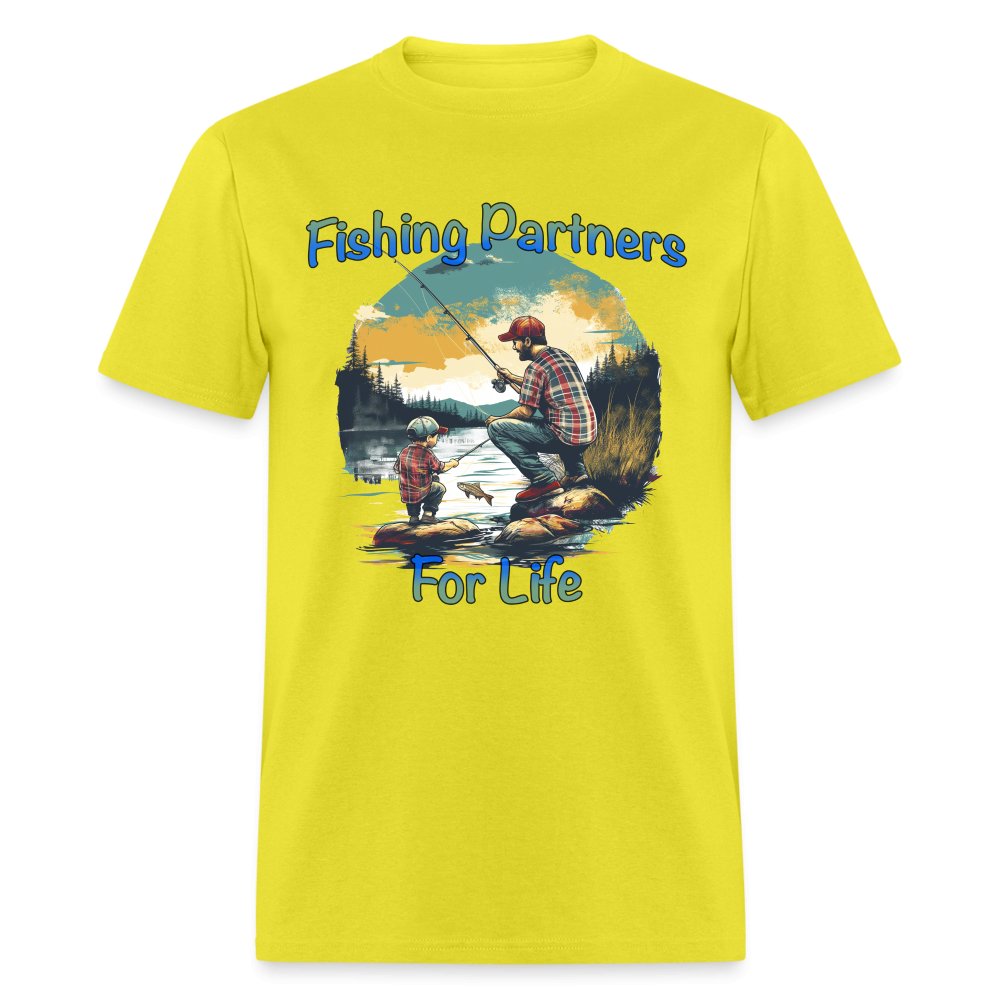 Father and Son Fishing Partners for Life T-Shirt - yellow