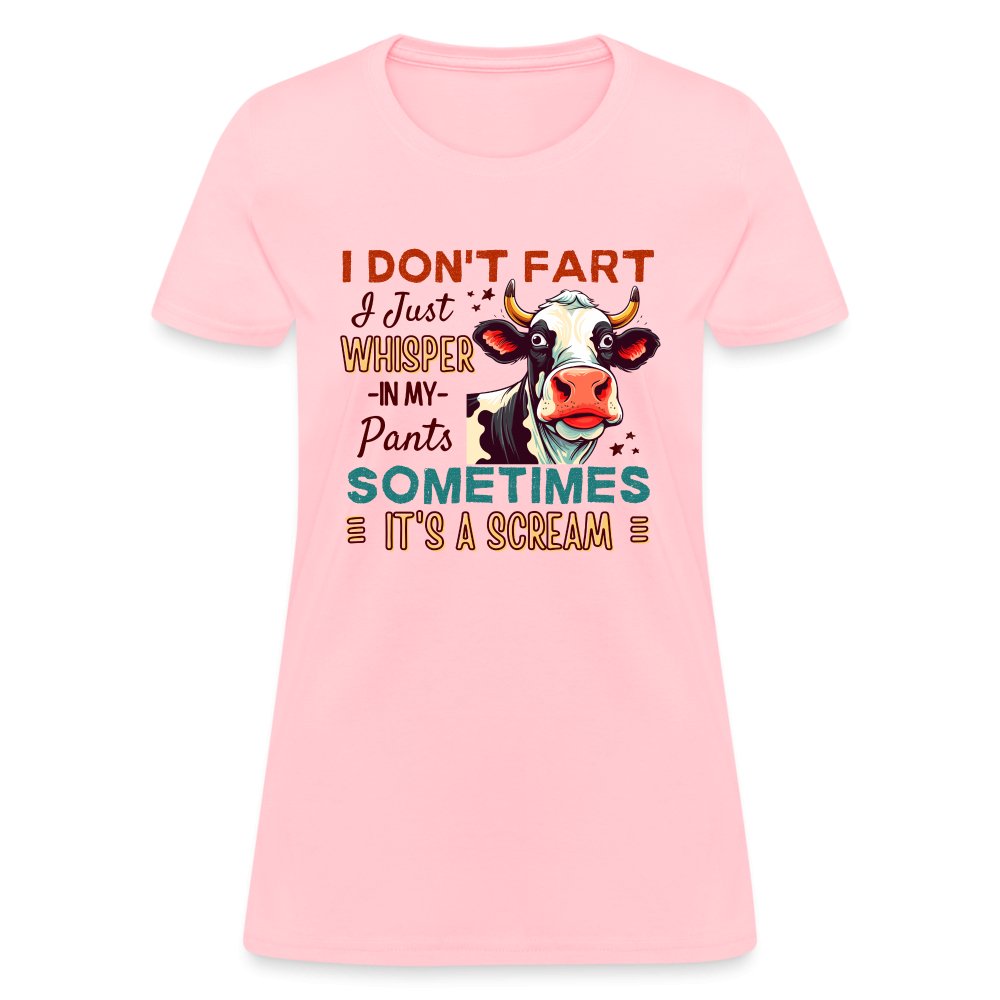 Funny Cow says I Don't Fart I Just Whisper in My Pants Contoured Women's T-Shirt - heather gray