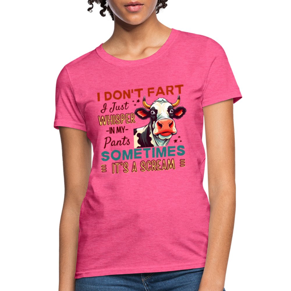 Funny Cow says I Don't Fart I Just Whisper in My Pants Contoured Women's T-Shirt - turquoise